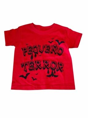 Bioworld “Pequeno Terror” Halloween Graphic Tee Red Toddler Size 2T NWOT